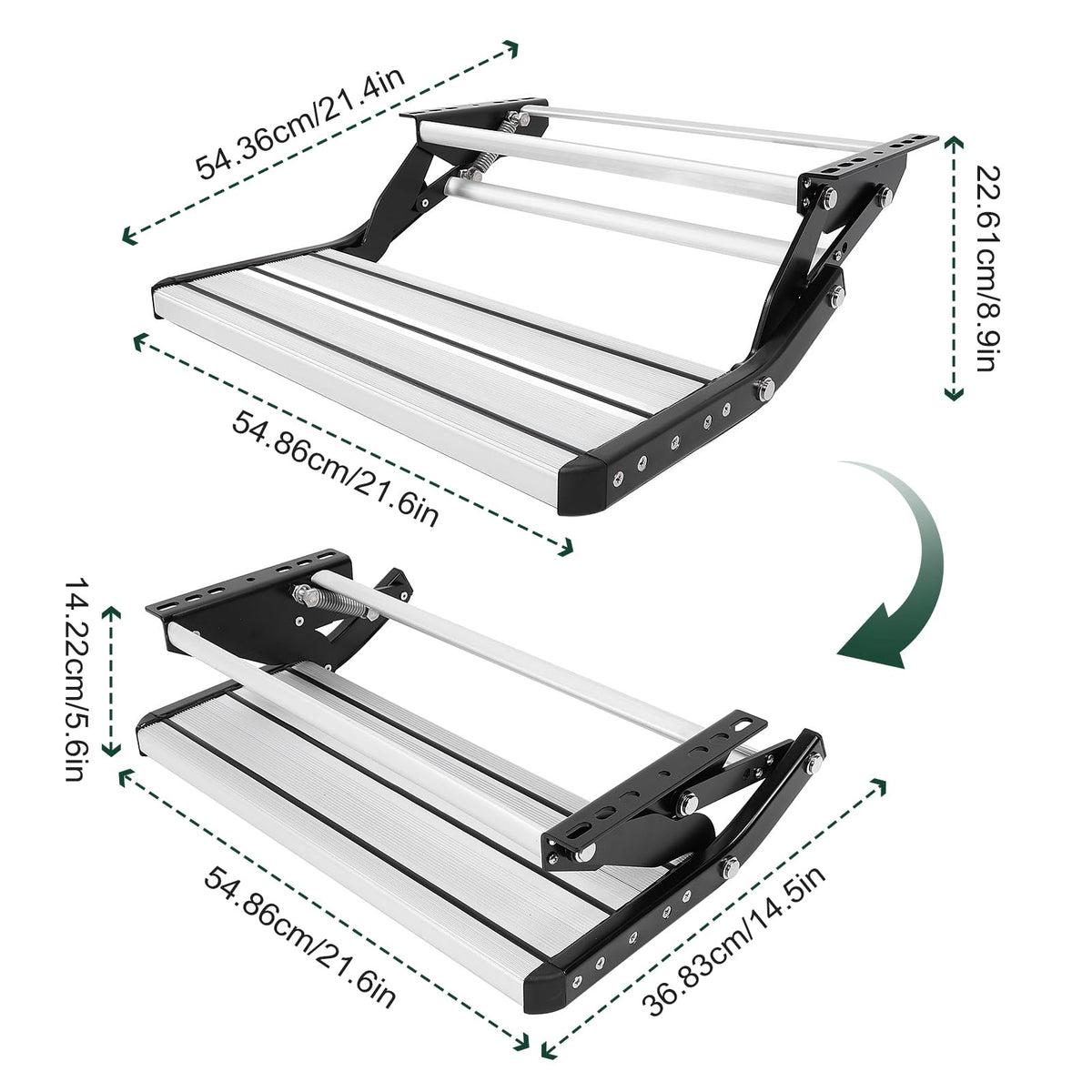 GOTOTOP Step, Rv Step Stool, RV Step, Aluminum Folding Step Ladder, Safer Foldable Small Stepping Stool, 200 Kg Loadable Motorhome Accessory Step Ladder for Camping and Outdoors