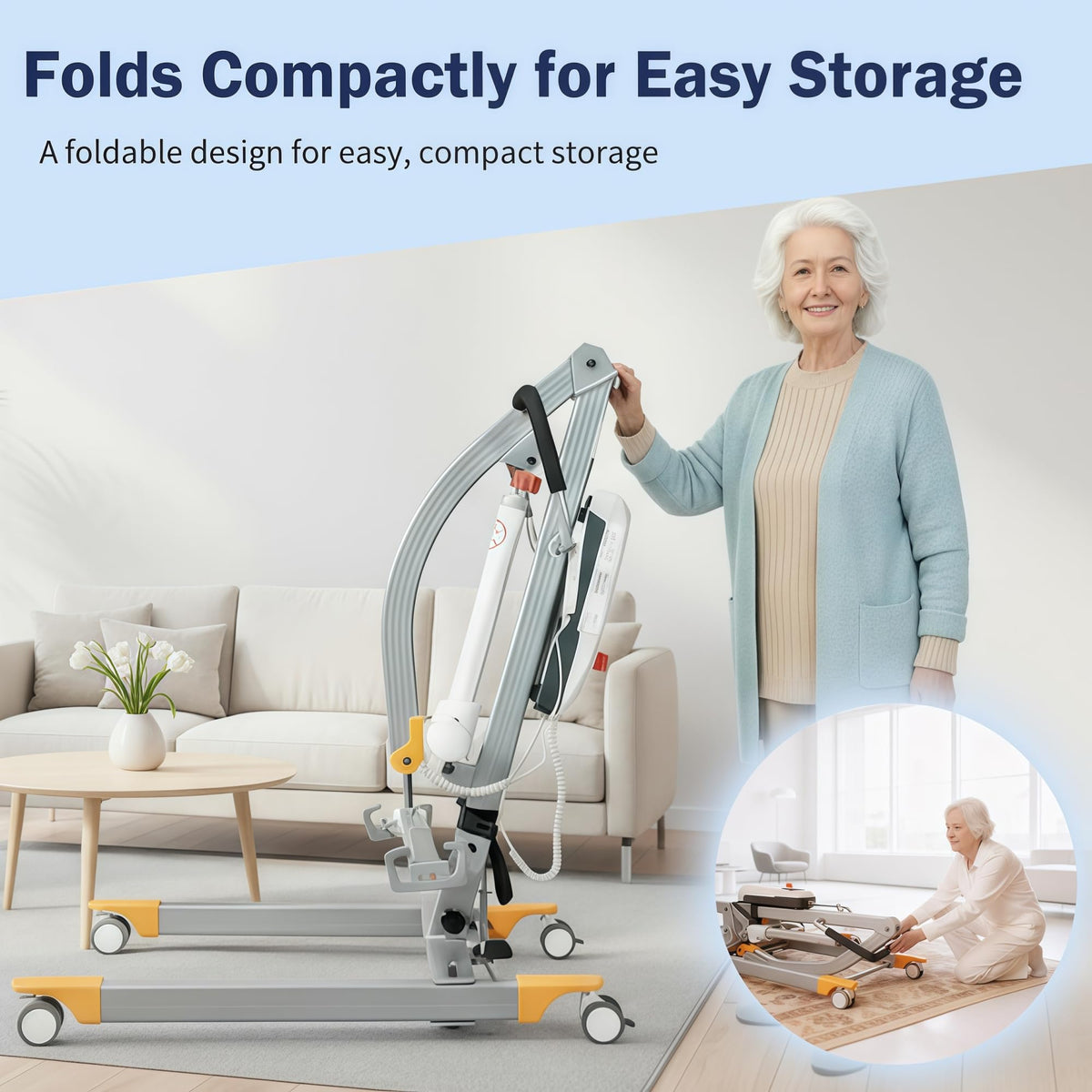 Carearise 2026-Upgrade Aluminum Electric Patient Lift for Home Use, Lightweight Premium 380lbs Patient Lift | Folding Body Transfer Lift for Car | New Version with Sling