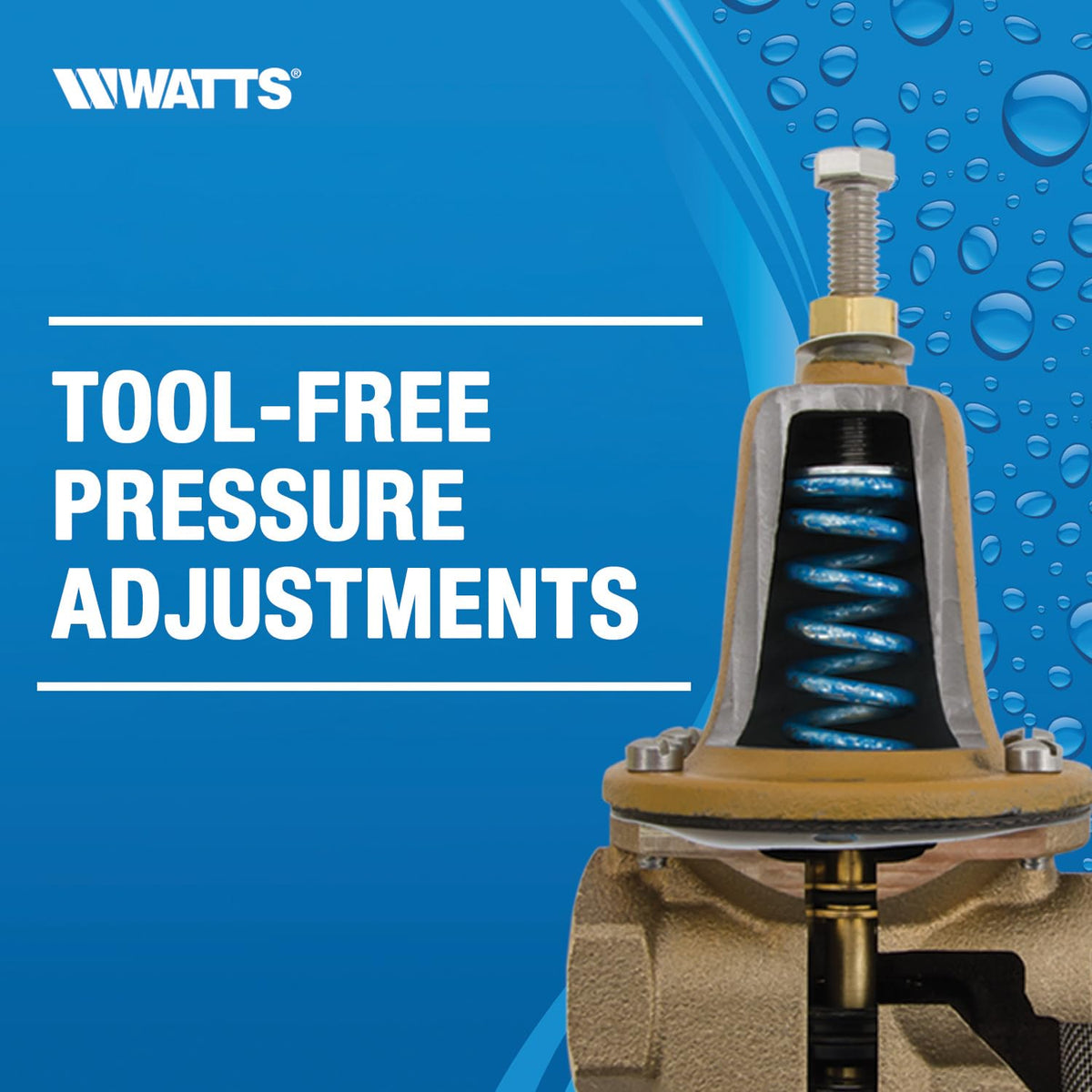 Watts LF25AUB-DU-Z3 1 Series 1-Inch Lead-Free Water Pressure Reducing Valve, Double Union, NPT Female, Polymer Seat, Elastomer Disc, Adjustable 25-75 PSI (0009322)