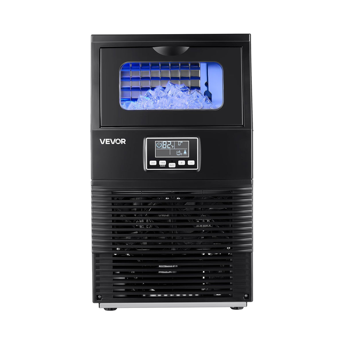 VEVOR Commercial Ice Maker Machine, 80 lbs/24h with 12Lbs Storage, 32 Cubes per Cycle, Stainless Steel Freestanding & Countertop Ice Maker with LED Display & Self-Cleaning, for Home Bar Restaurant