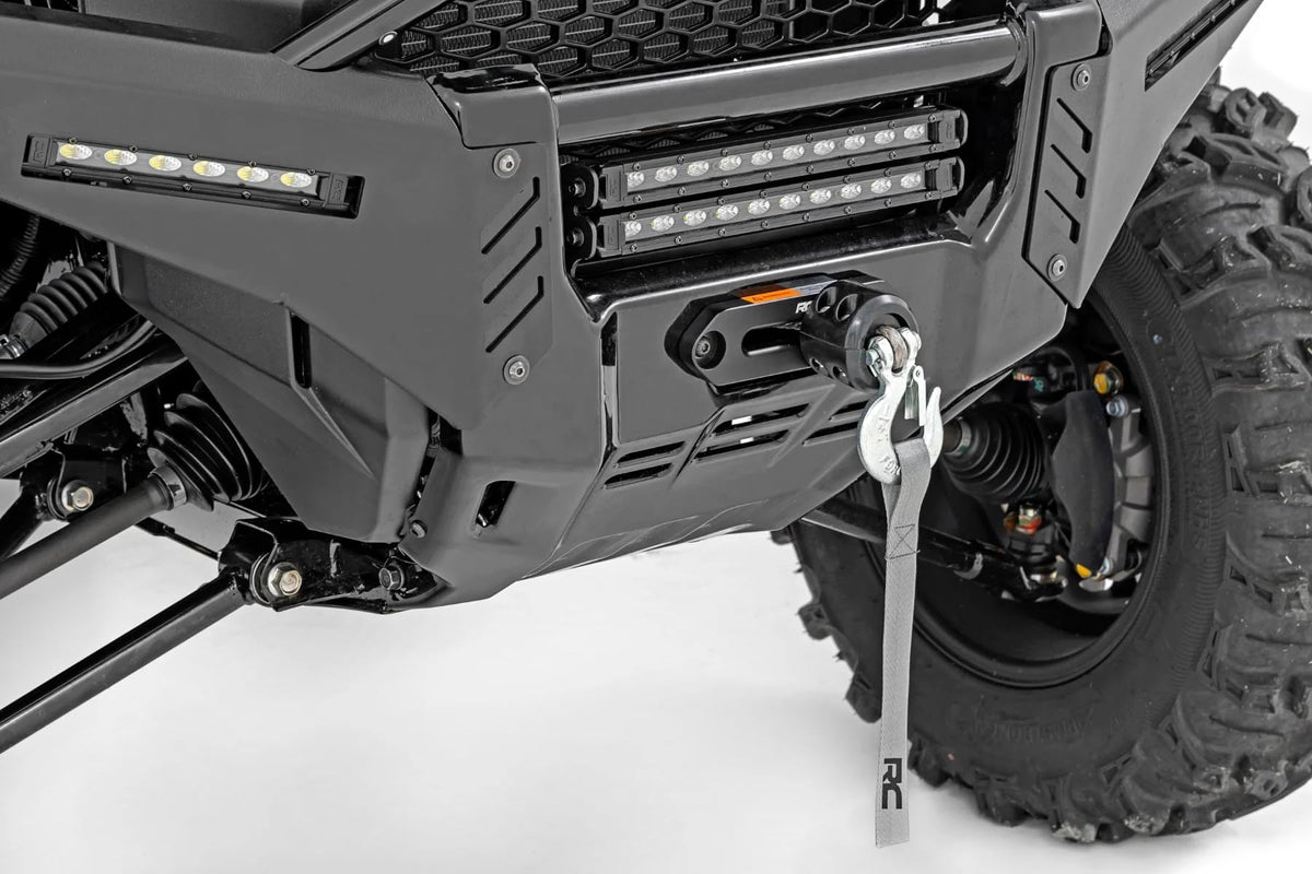 Rough Country Winch Mount with RS6500S Winch for Honda Pioneer 1000/1000-5 - Bolt-on Mounting Plate with 6500 LB Synthetic Rope Winch