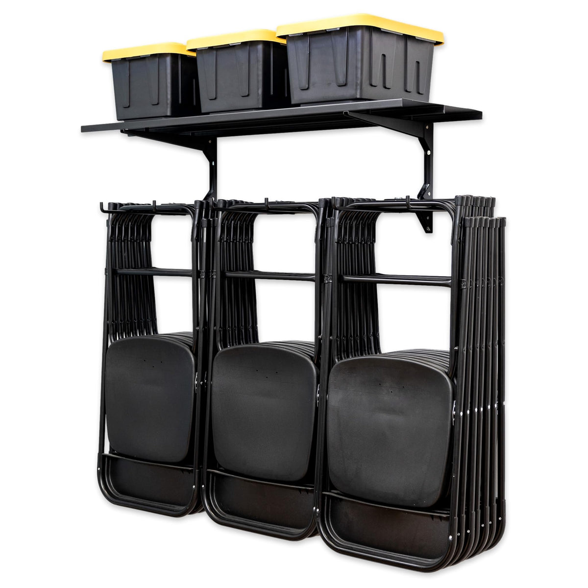 StoreYourBoard Chair Storage Rack with Storage Shelf – Folding Chair Rack for Home & Garage Organization, Chair Hangers for Folding, Beach, Patio & Camping Chairs, Heavy Duty Steel, Holds 300 lbs