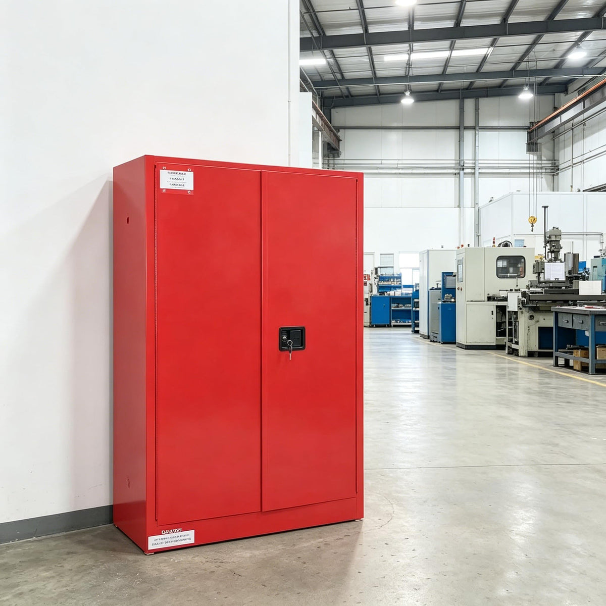 EliteEdge 45 Gal Flammable Safety Cabinet, 43" x 18" x 65" Galvanized Steel Industrial Flammable Liquid Storage Cabinet with Adjustable Shelves, Fireproof Double-Wall Design, Manual Close Doors, Red