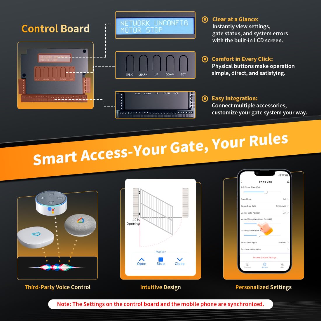 TOPENS XD851S Smart Gate Opener for Heavy Duty Solar Single Swing Gates Up to 18ft, Automatic Gate Opener with App Control AC Powered with Remote Control Kit Solar Panel Included