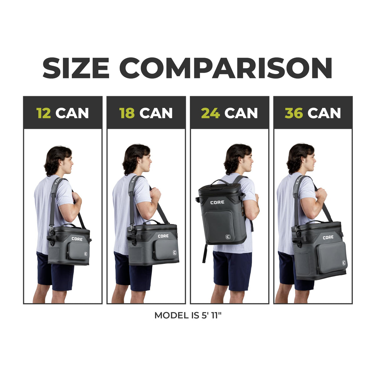 CORE Magnetic Leak Proof 36 Can Soft Cooler with Waterproof Zipper | Insulated Bag Portable Ice Chest Box | Best Soft Cooler for Food & Beverages for Tailgating, Car Camping, and Family Beach Picnics