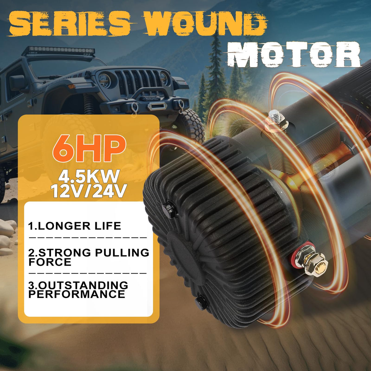 WildGear 12000LB Electric Winch 12V Series Wound Motor Synthetic Rope Wired & Wireless Remote Control Waterproof Trailer Winch for Jeep Off Road SUV Truck Boat