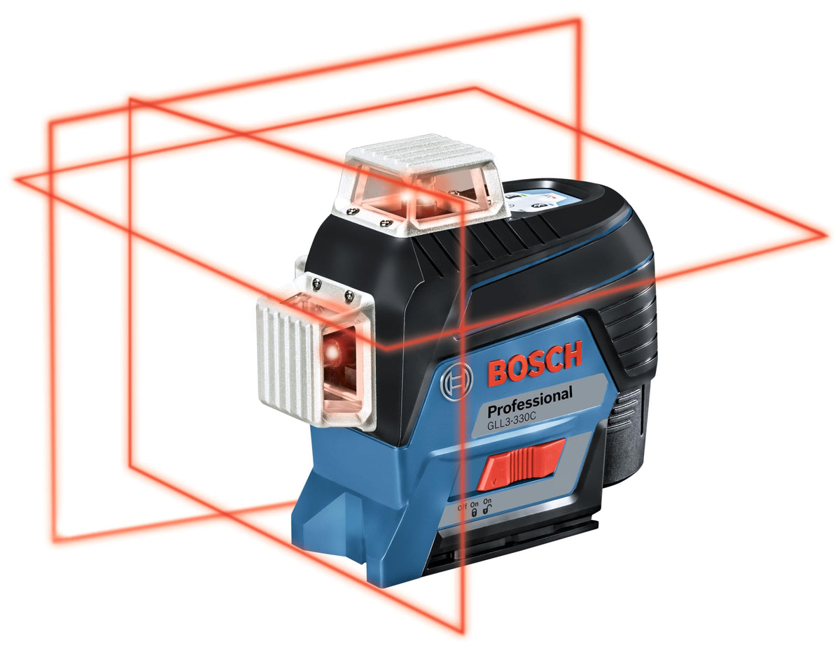 BOSCH GLL3-330C 200 Ft 12V Max Connected 360 Degree Three-Plane Leveling and Alignment-Line Laser, Includes 2.0 Ah 12V Max Lithium-Ion Battery & Charger, Heavy-Duty Pouch, & Accessories