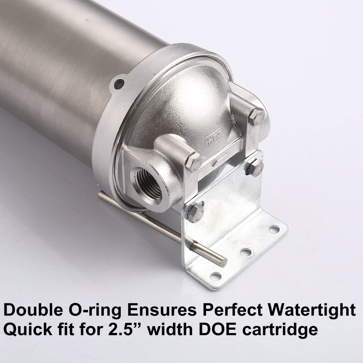 Amwater NSF/ANSI 42 Stainless Steel Whole House Water Filter Housing, 10" x 2.5" Sediment Water Filter System for Heavy Duty, Well & City Water, 3/4" NPT Port, Drain Valve Style C(Square Head)
