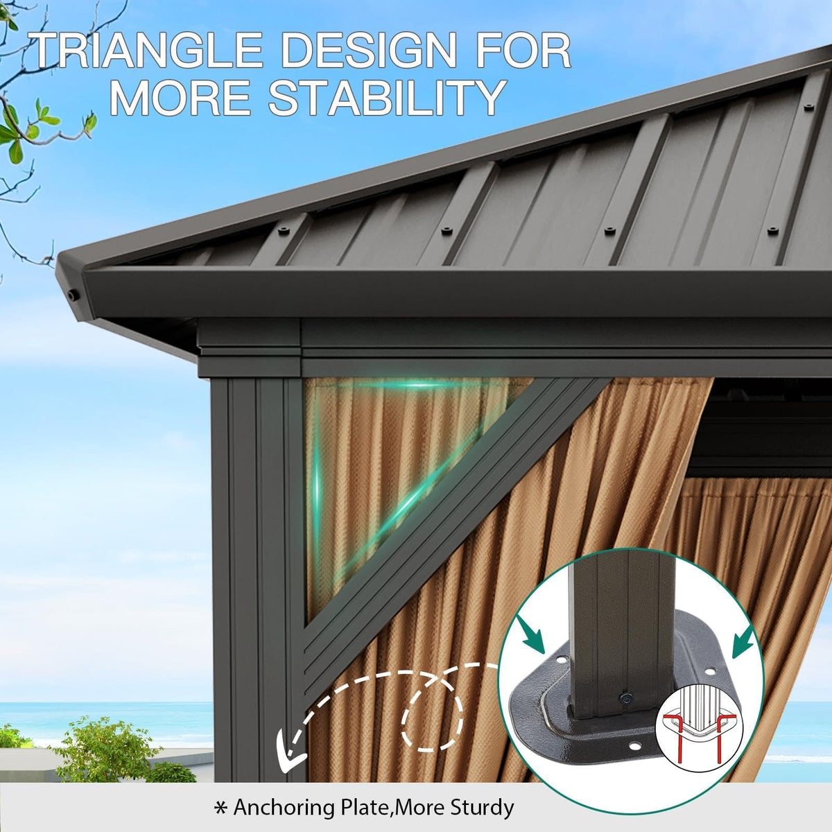 10x10 ft Hardtop Gazebo with Galvanized Steel Double Roof, Heavy Duty Galvanised Steel Hardtop Pavilion with Nettings and Curtains for Party, Wedding, Outdoor Dining, Patio, Backyard