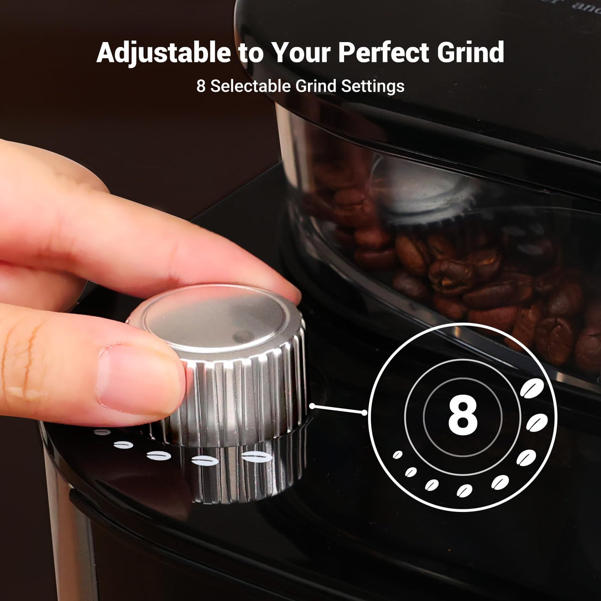 Gevi 10-Cup Drip Coffee Maker with Built-in Burr Grinder & Programmable Timer, 1.5L Water Tank, Auto Keep-Warm, Reusable Filter - Fresh Ground Coffee Machine (Black)