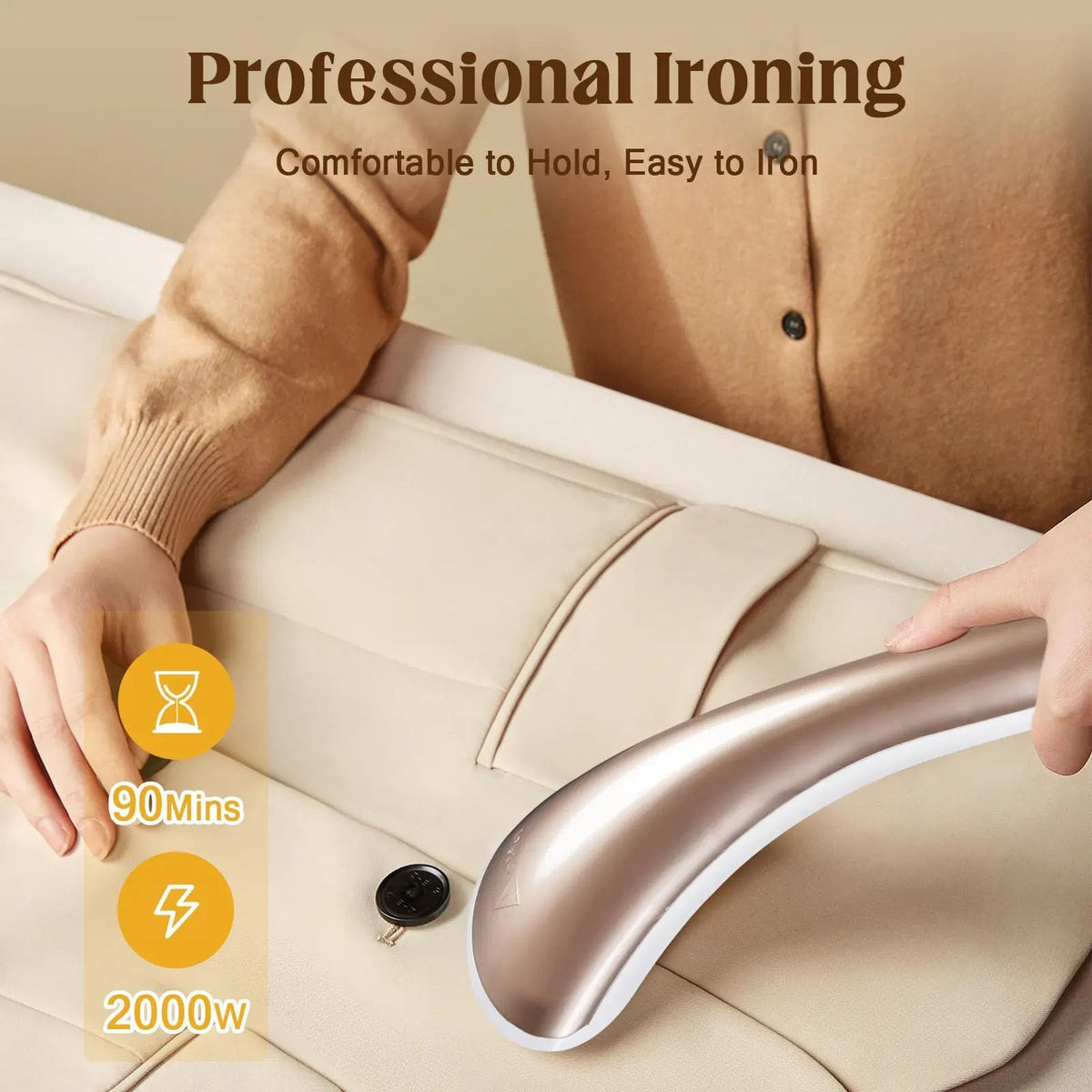 MOMOKOVA Steamer for Clothes, 2000W Standing Garment Steamer with 10 Steam Levels, 2.7L Water Tank for 90 Mins Continuous Steaming,2-in-1 Flat & Hanging Ironing (Pearl Gold)