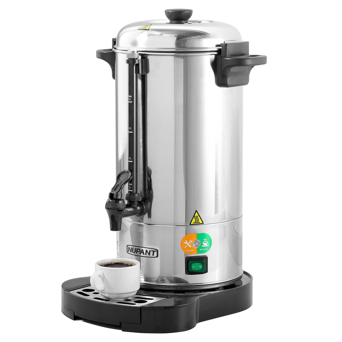 Commercial Coffee Urn 50 Cup/8L + 200-Pack 12oz Insulated Paper Cups with Lids | Complete Coffee Serving Bundle for Restaurant Catering, Church & Large Events