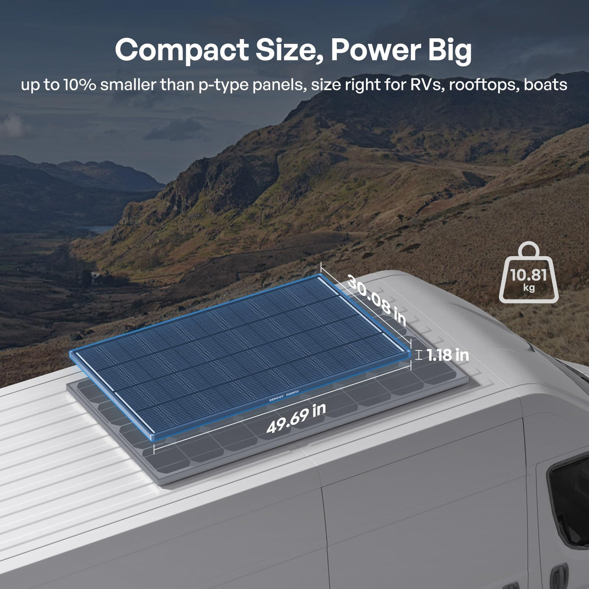 Renogy ShadowFlux Solar Panels, N-Type Anti-Shading Panels for 12V/24V Systems with 25% High-Efficiency PV Modules, 200W ShadowFlux N-Type Panel