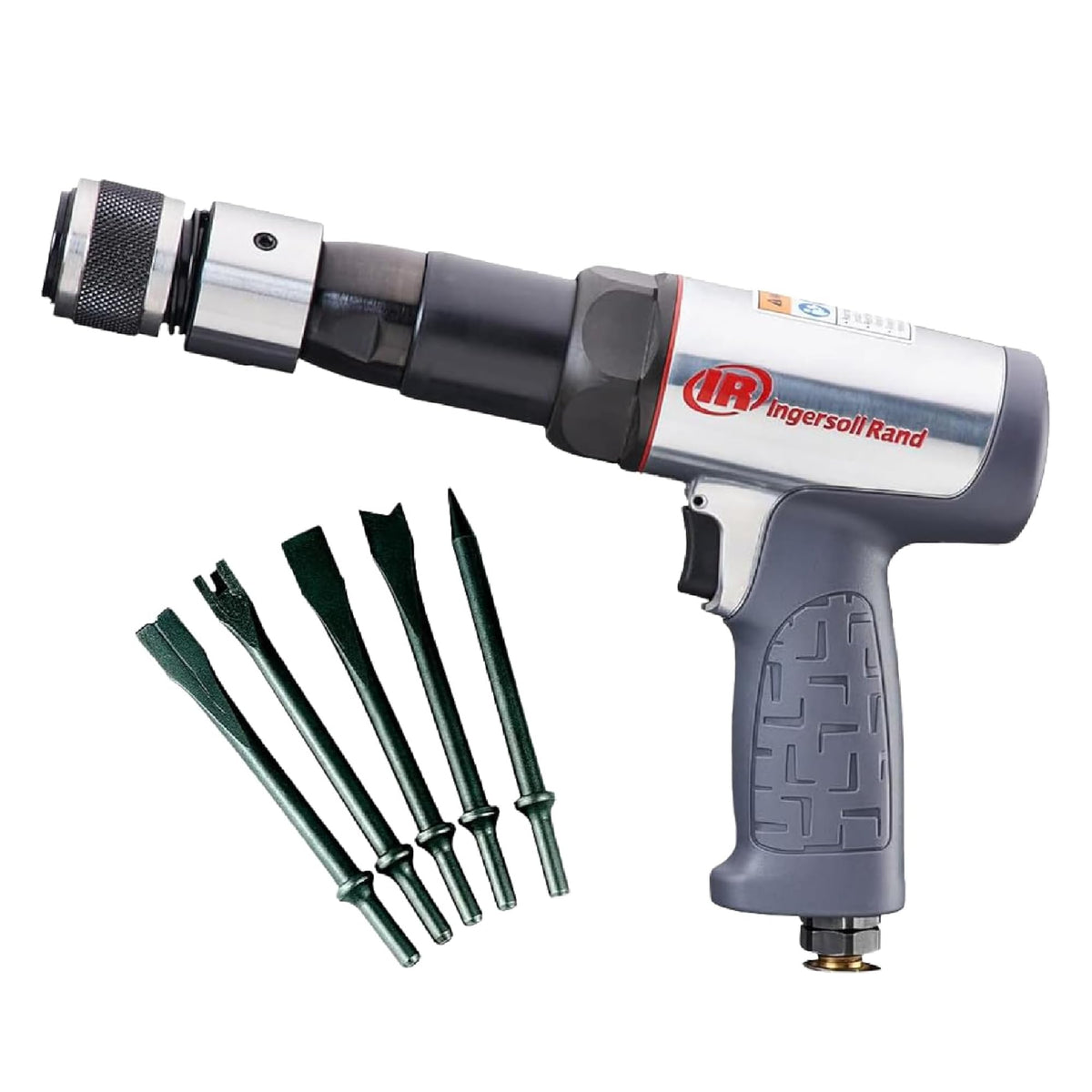 Ingersoll Rand 119MAXK 3 1/2" Stroke Long-Barrel Air Hammer Kit, Max Rotational Speed Up to 2,530 BPM, Includes 5 Chisel Attachments