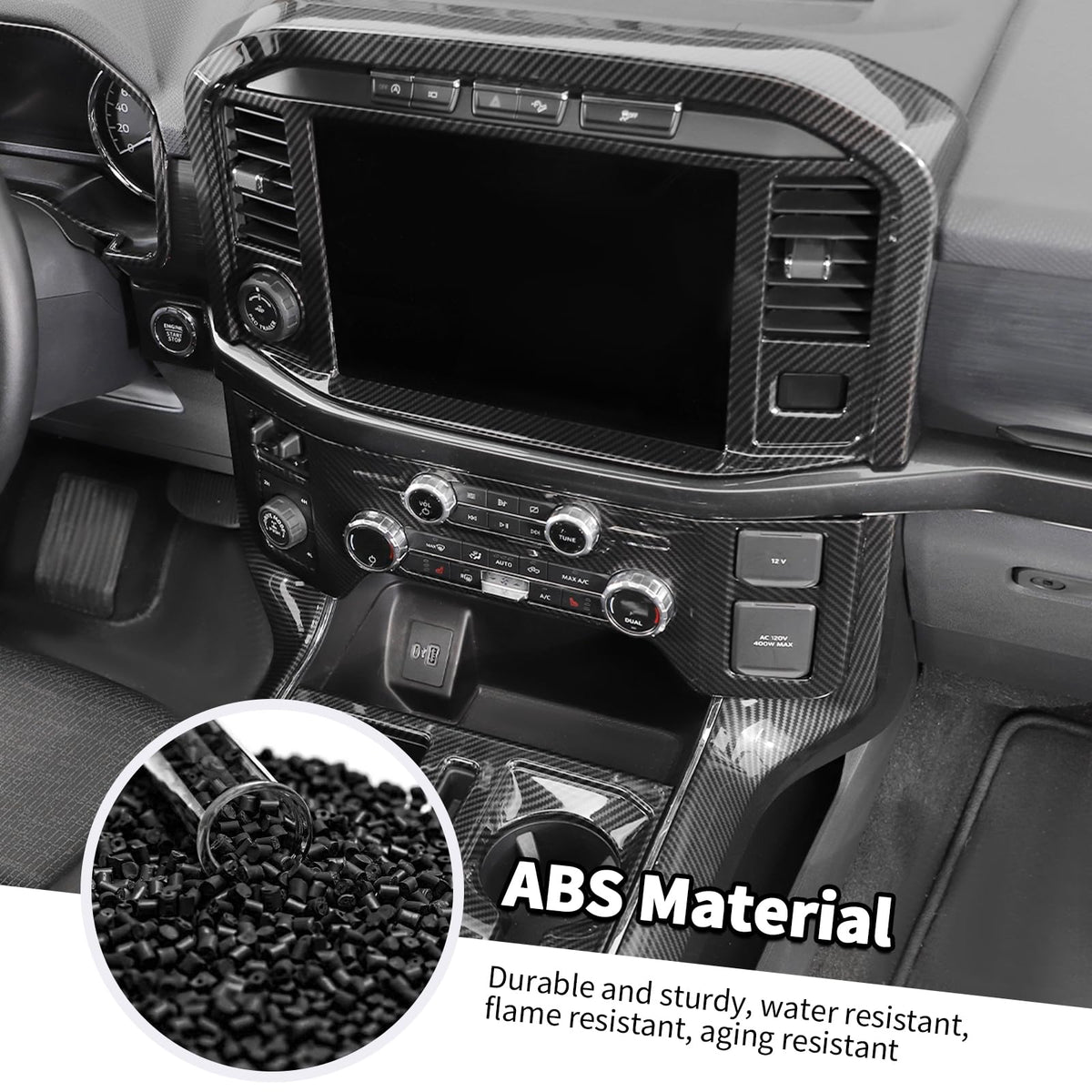 Jimen Compatible with Ford F150 2021-2024, 11PCS Interior Trim Kits - Navigation Panel, Dashboard Cover, Air Vent Trim, Gear Shift Frame (Carbon Fiber)
