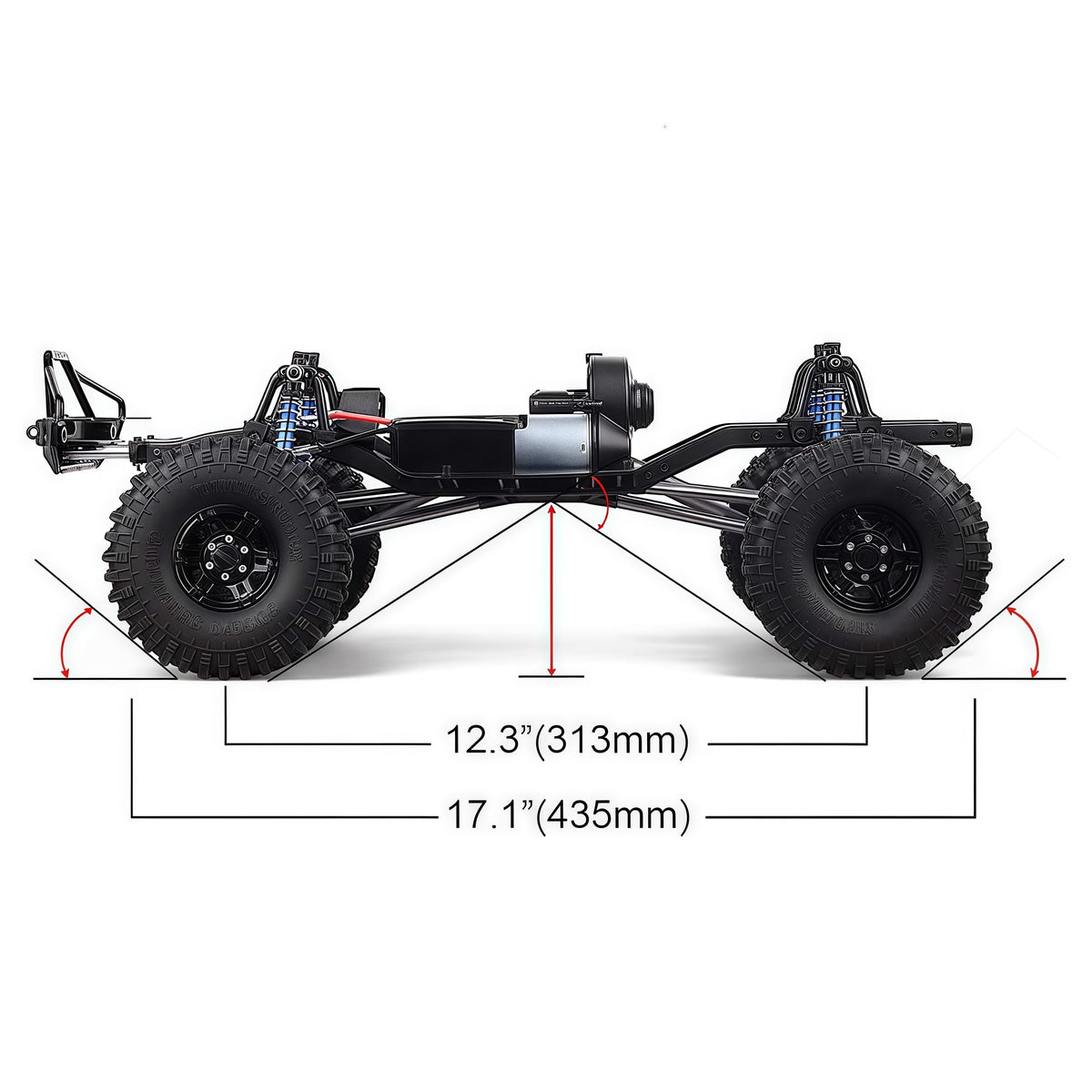 AMK 313mm Assembled RC Chassis with Wheels, Frame Kit for 1/10 RC Crawler SCX10 SCX10 II 90046 90047, Metal Chassis for DIY Upgrade