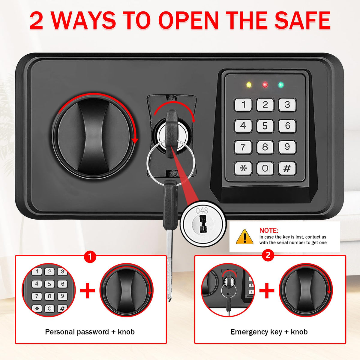 6.0 Cub Large Fireproof Safe Box for Home Use, Digital Security Safes Fireproof Waterproof with Combination Lock and 3 Removable Shelves, Anti-Theft Home Fire Safe for Document Money Valuables