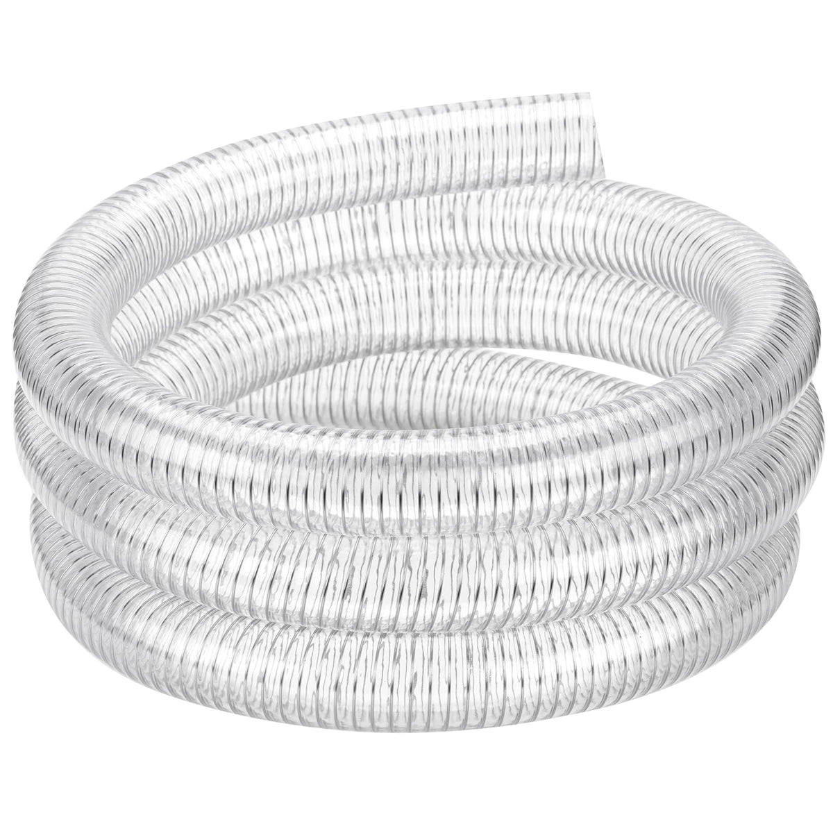 Flexible Hose 1 1/2" id - 50ft Clear PVC Spiral Steel Wire Reinforced Vinyl Tubing 1.5 inch Plastic Vacuum Pipe Flex Suction Hose for Dust Collection Boat Marine Pump, Drain Water Fuel Gas