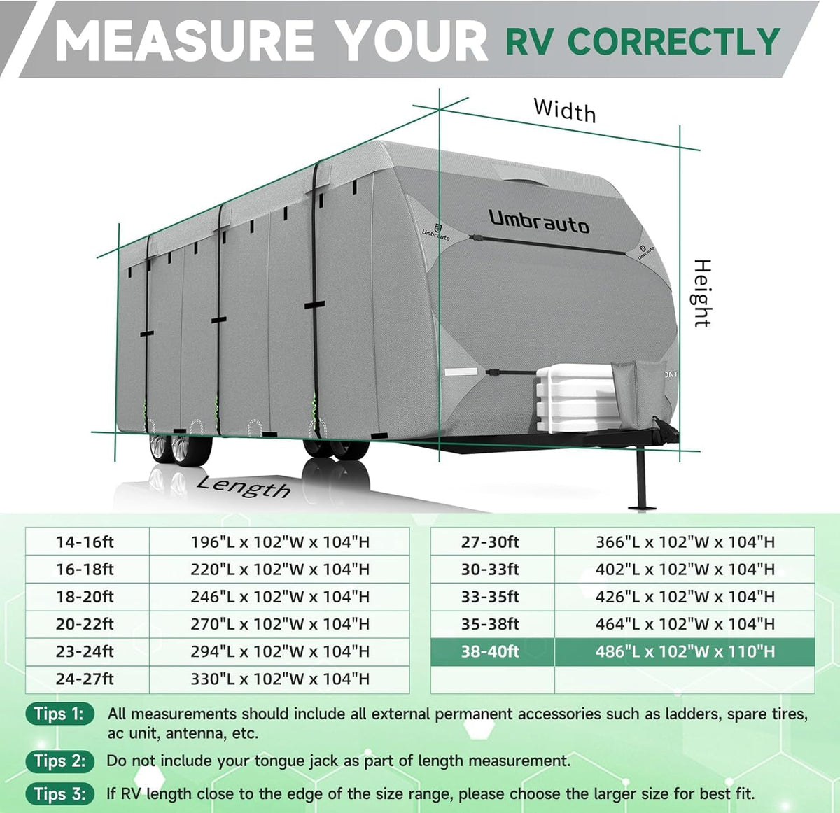 Umbrauto RV Cover 27-30ft: 7 Layers Travel Trailer Cover, Waterproof Camper Cover, Toy Hauler Cover with Tongue Jack Cover, Extra Windproof Ropes, Gutter Covers