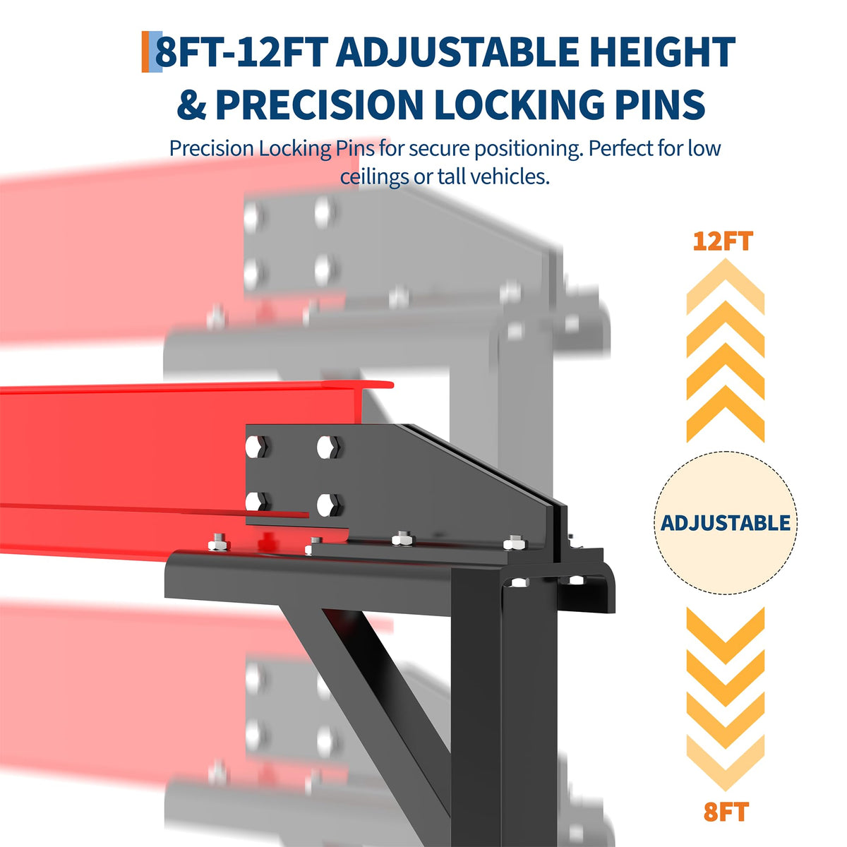 Adjustable Gantry Crane with Manual Trolley, Hook and Sling Strap, 2 Ton 4400 LBS Capacity, Portable Gantry Crane Height Adjustable 97" to 141" with 12 Positions, for Factories, Warehouses, Constructi