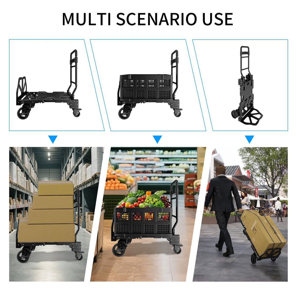 Discounted Combination of 2-in-1 Folding Hand Truck and Folding Storage Box.
