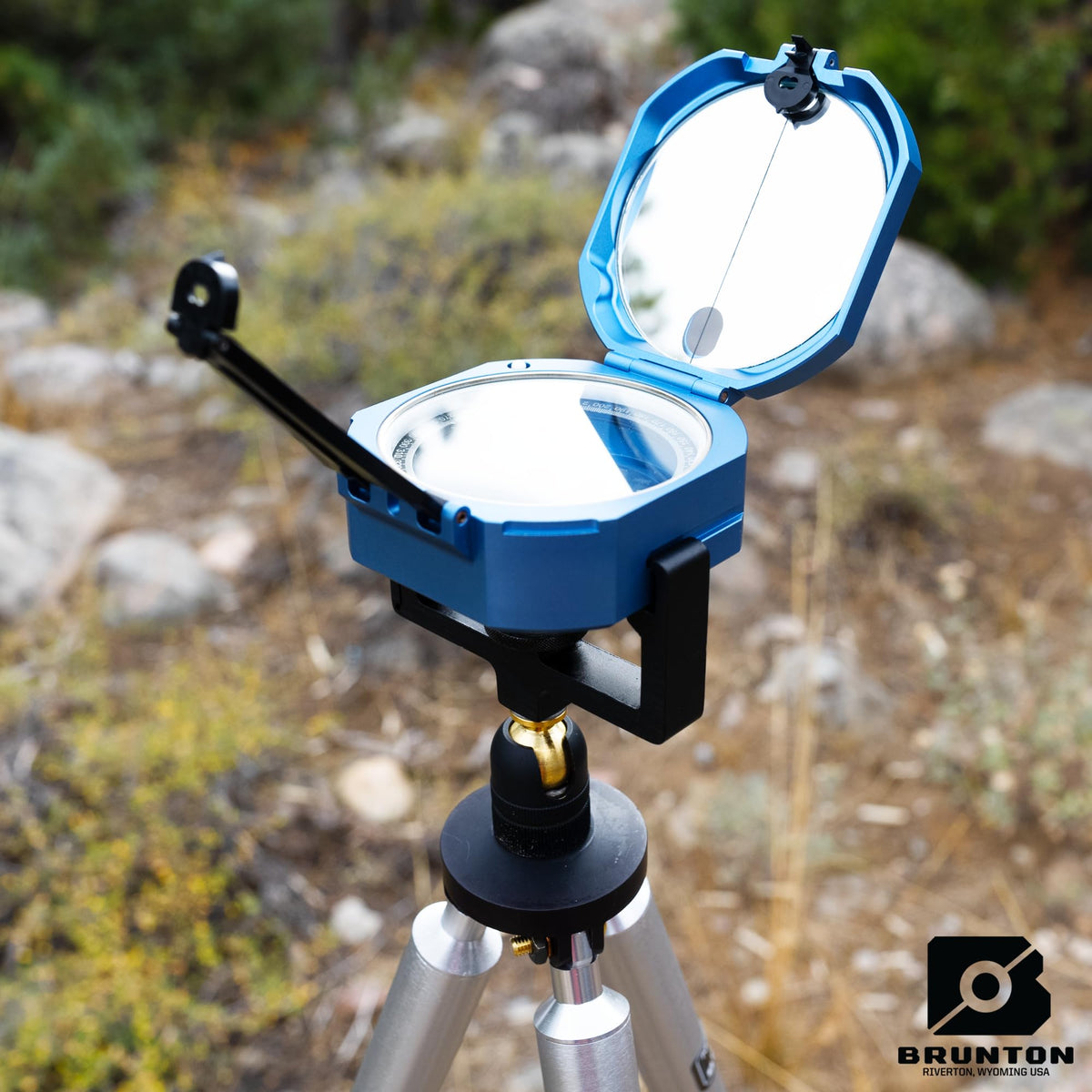 Brunton Ball & Socket Stability Mount for Pocket Transit Compass – Non-Magnetic Aluminum/Brass Tripod Adapter with 1/4-20 Thread for Precise Level Azimuth & Inclination Readings