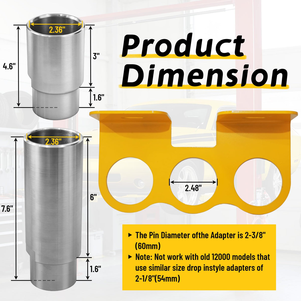 10315 Stack Truck Adapter Kit Compatible with Challenger Lifts CL10 E10 VS10, Includes (4) 3" & (2) 6" Stack Adapters with Organizer, 2.36" (60mm) pin Dia Fit for Challenger Two Post Automotive Lifts