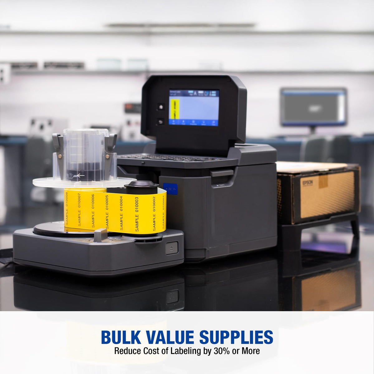 LABELWORKS Epson LW-Z5010PX-R Industrial Label Maker - Complete Printer Kit with Accessories and Automatic Bulk Tape Rewinder, PX 147' Bulk Label Rolls, Desktop Printer