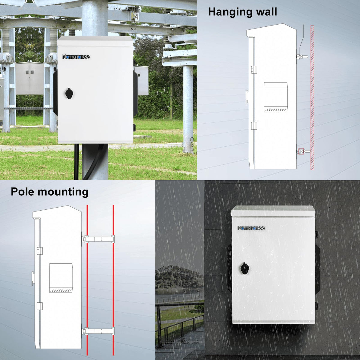 Outdoor Electrical Box, Cold-Rolled Steel Plate, Aluminum Alloy Back Beam, One-Piece Ventilation Design, IP65 Waterproof, Wall/Pole Mounted (19.6" x 15.7" x 7.9)