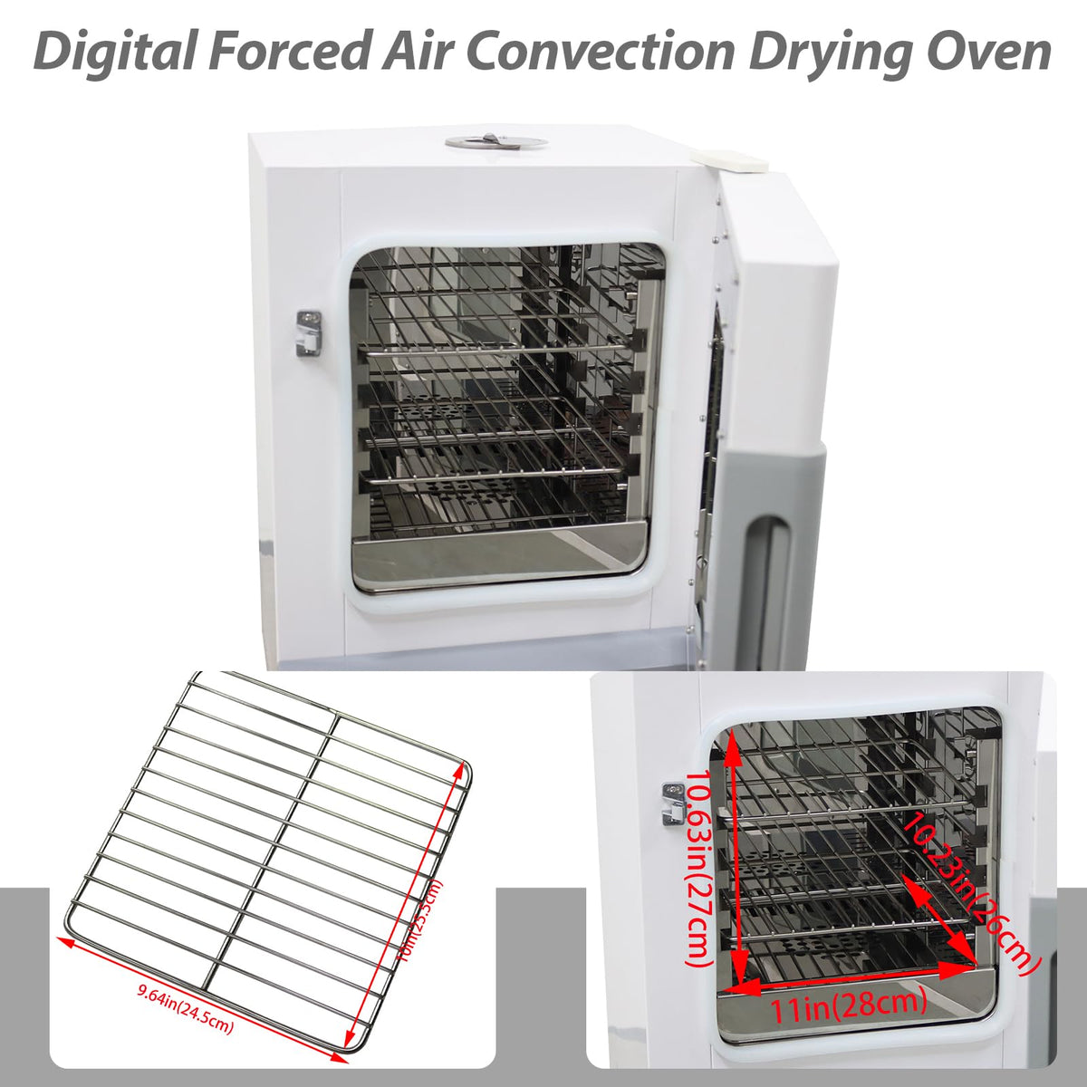 THUXEON 110V Digital Forced Air Convection Drying Oven, Intelligent Temperature Control, Three-Speed Control Fan, 0.6KW Power Electric Blast Drying Oven for Industrial/Research Institutes
