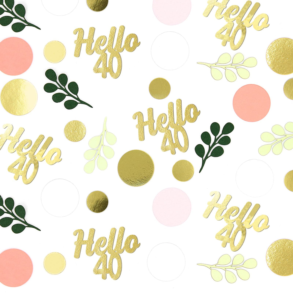 Vofrise 300PC 40TH Birthday Confetti for Table Pink and Sage Green Happy 40TH Birthday Decorations for Women Dots Hello 40 Confetti Scatters Forty Party Decor Supplies