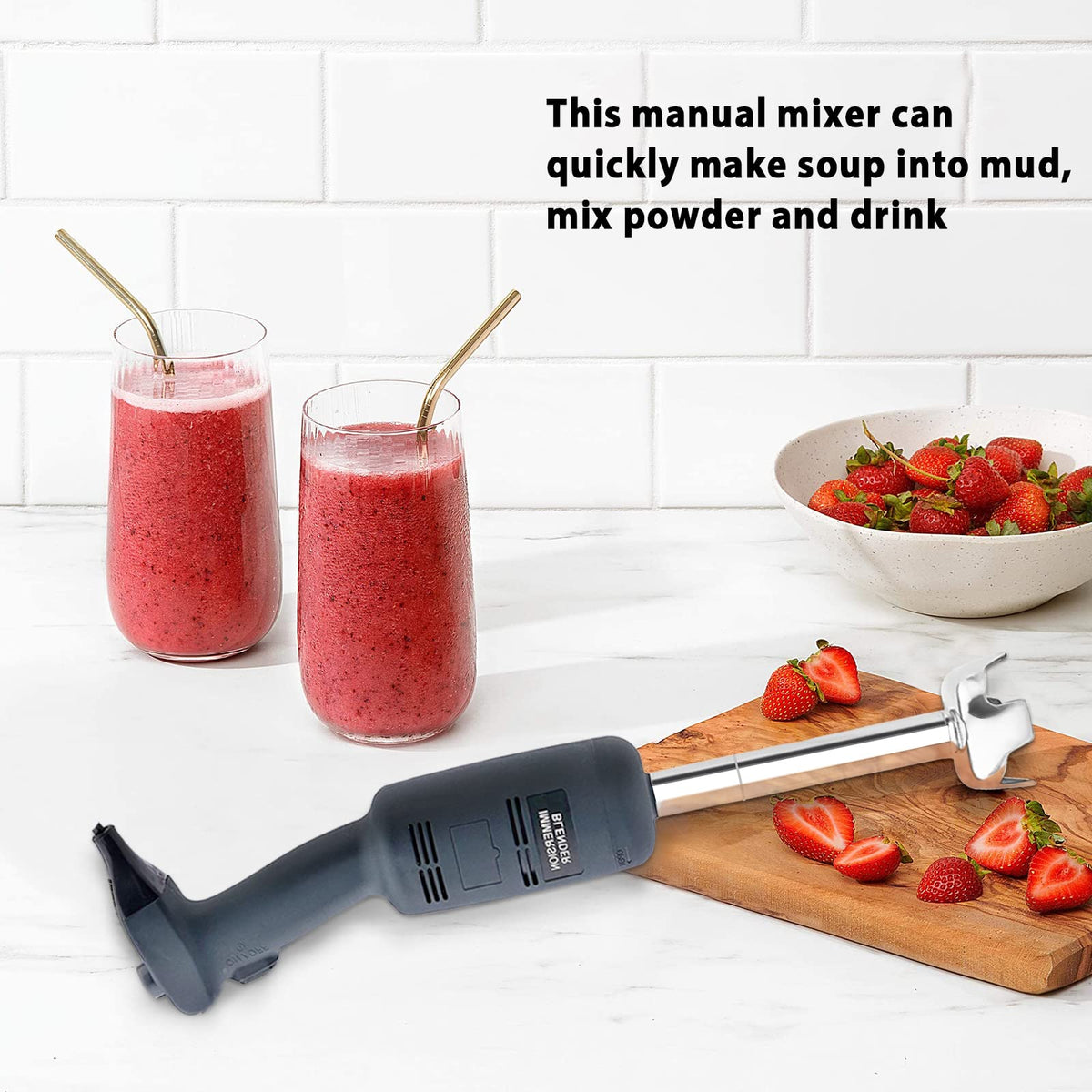 Li Bai 12 in Heavy Duty Immersion Blender Handheld Kitchen, Hand Blenders for Kitchen, Commercial Mixer Electric, 750W Detachable Shaft Adjustable Variable Speed, Emulsifier Blender Handheld