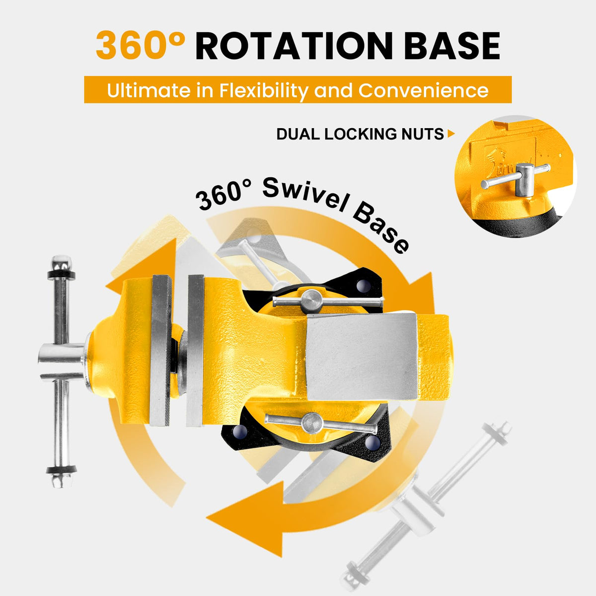 Forward 1755A Heavy Duty Bench Vise 11,000LBS Clamping Force, 5.5 Inch Ductile Iron Industrial Vice with Machined Round Guide Bar and 360° Swivel Base, 5-1/2" Jaw Width, 5-1/2" Max Jaw Opening