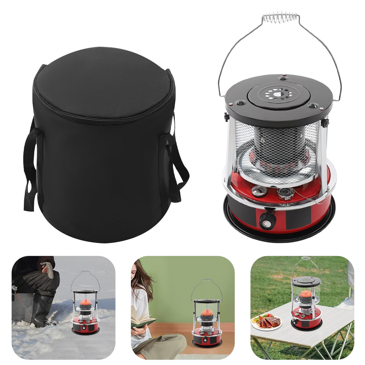 8000 BTU Portable Kerosene Space Heater, Large Capacity Kerosene Heaters for Indoor Use, Non Electric Kerosene Stove & Heater for Camping, Fishing, Hunting, Hiking