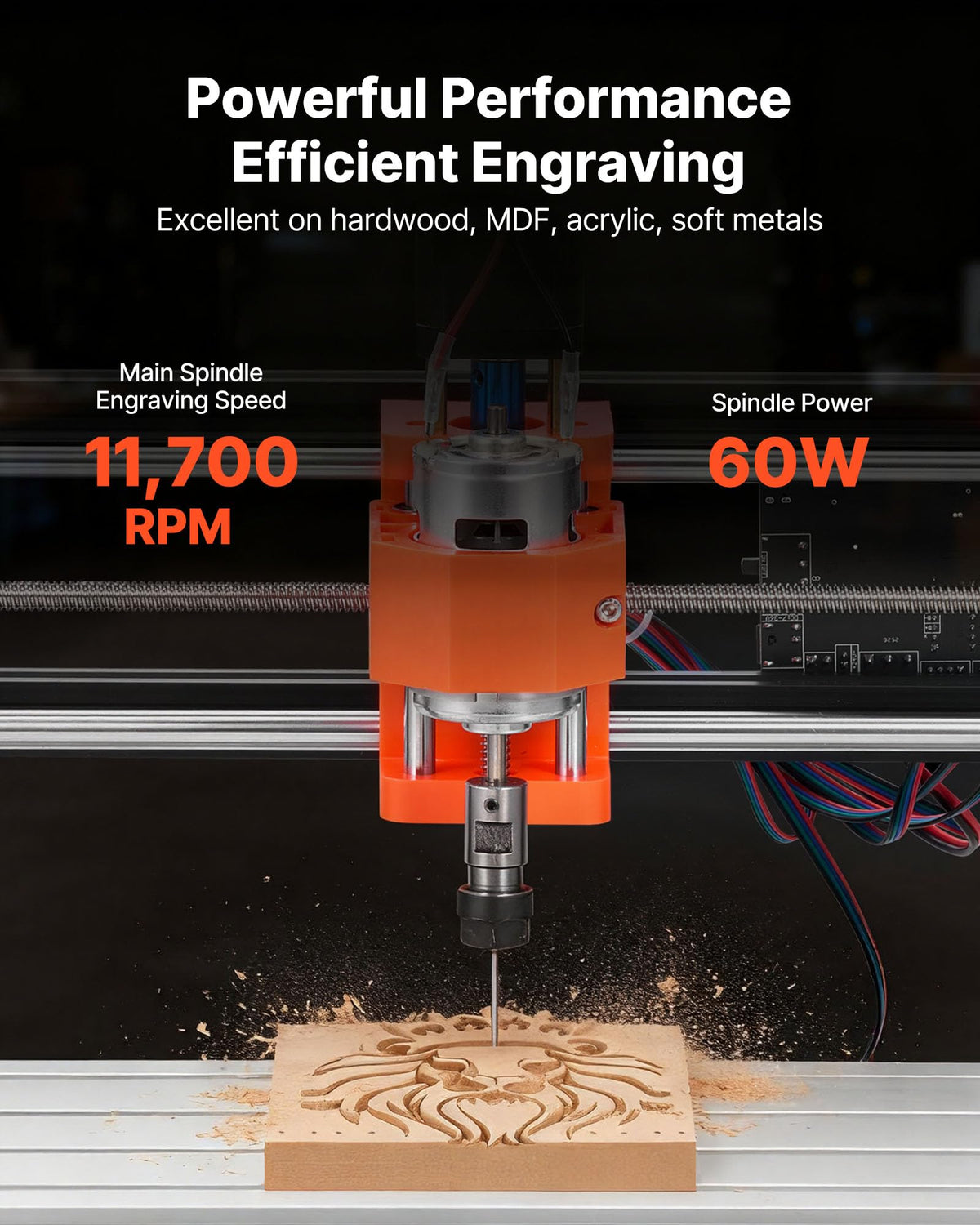 VEVOR 3018 CNC Router Machine, 60W Spindle, 3-Axis Wood Engraving Milling Machine, with 300 x 180 x 40 mm Working Area, Aluminum Alloy Construction, Rotary Knob, for Wood Acrylic Carving Cutting