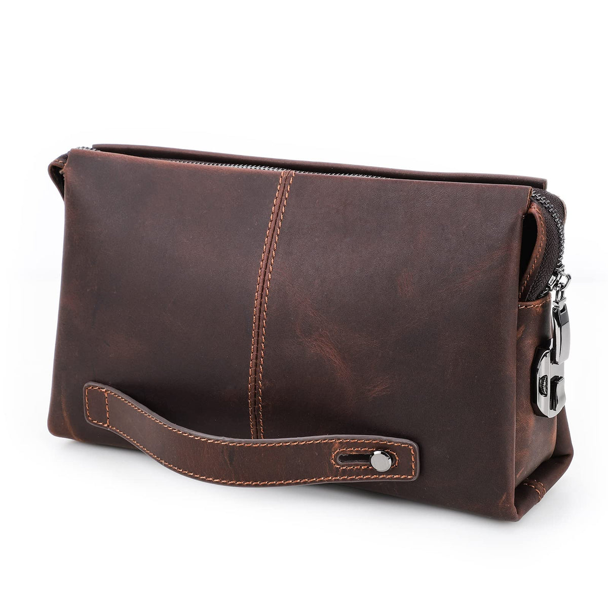 Leather Men Clutch Purse Bag, Mens Business Code Lock Wallet Anti Theft Clutch Purse Phone Holder Handbag Travel Bag