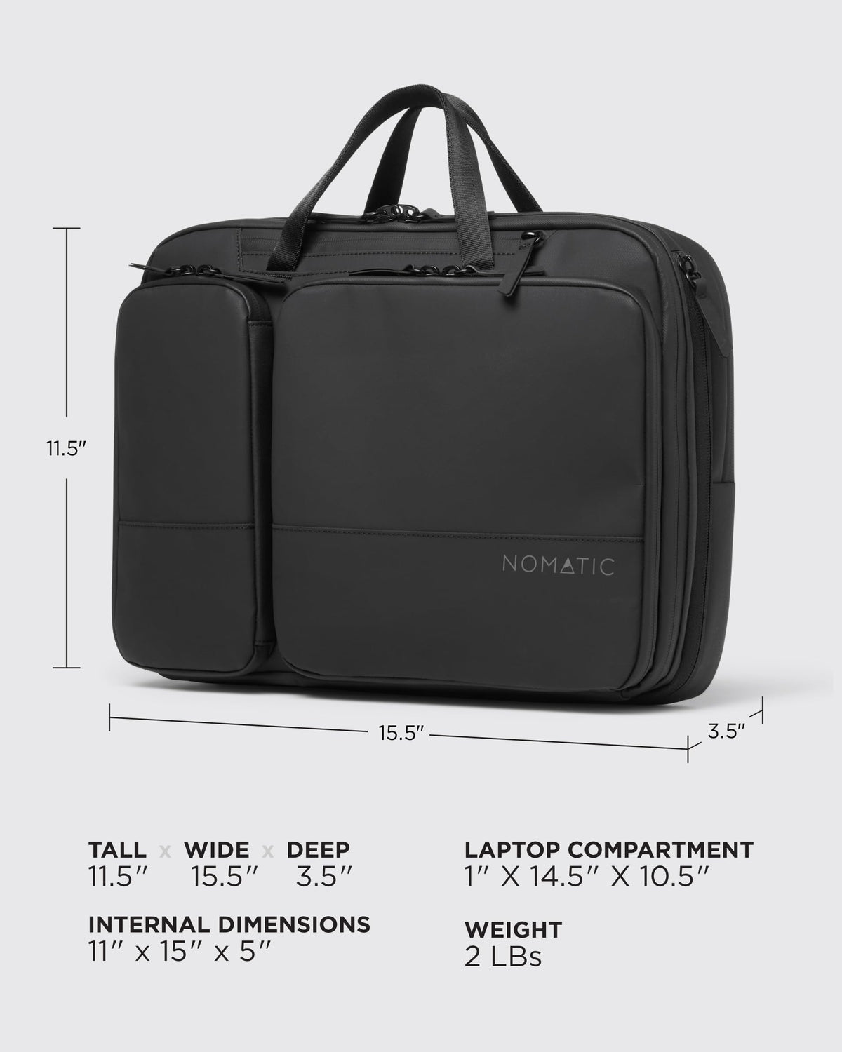NOMATIC Laptop Bag: Slim Messenger Bag with RFID Pocket, Tech Organizer, Water-Resistant Zippers - 11-13.5L Expansion Design & Laptop Compartment for Work, Travel, or Daily Commute