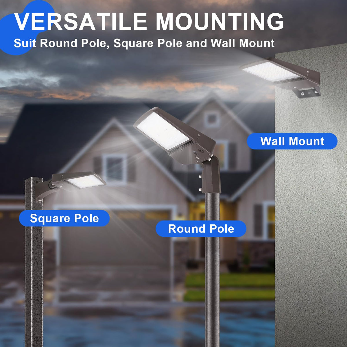 480V 150W LED Parking Lot Light, 5000K 21000LM [Eqv. 600W HPS] LED Shoebox Light with Direct Arm Mount, Dimmable Outdoor Street Area Lighting, IP65 10KV Surge Protection, AC277-480V