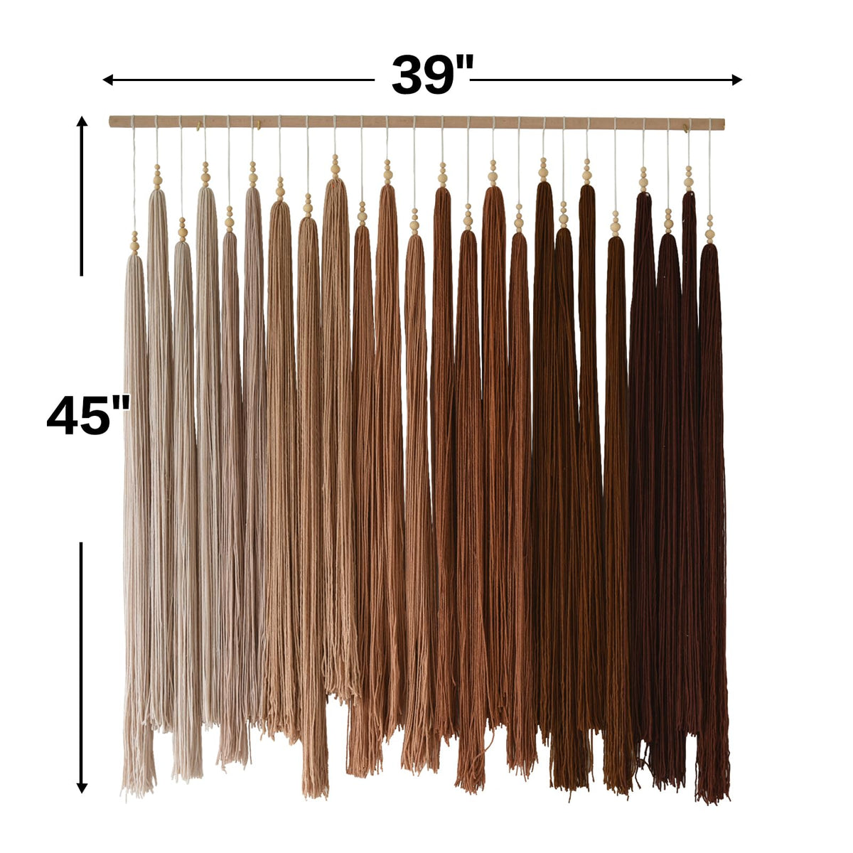 IOWER Macrame Wall Hanging Yarn Fiber Wall Art Beaded Tassel Home Decor for Bedroom Living Room 39" W x 45" L