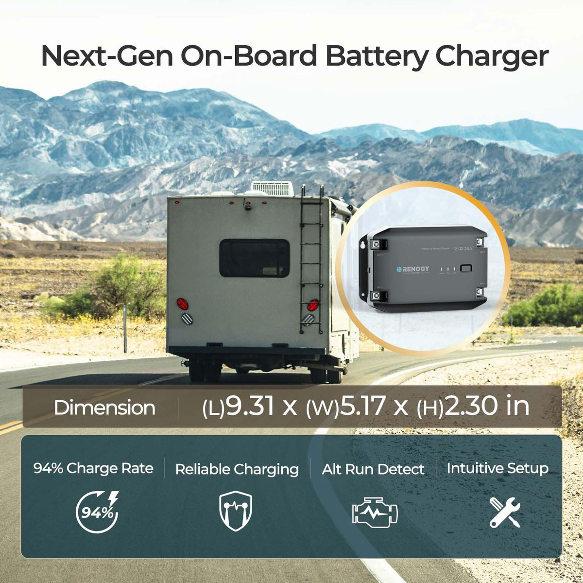 Renogy DC to DC Charger 12V 20A - Multi-Stage Charger for LiFePO4, AGM, Gel, Flooded Batteries | Car, RV, Marine & Boat Battery Charger with Bluetooth Compatibility