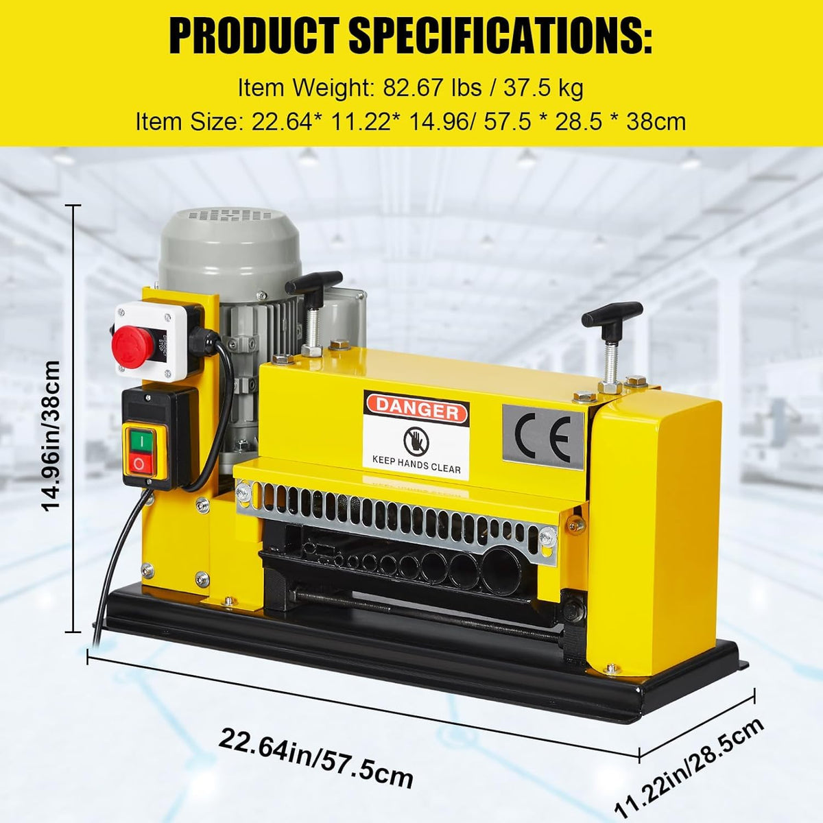 CHEINAUTO Wire Stripping Machine 0.06 inch -1.5 inch, 370w Portable Powered Wire Stripper Machine, 11 Channels 10 Blades & 65ft/minute, Automatic Wire Stripping Tool for Recycling Copper Wire