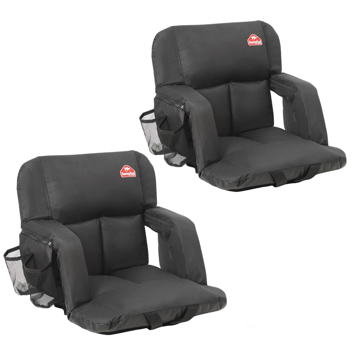 SUNNYFEEL Stadium Seat with Back Support Thick Cushion 6 Reclining Positions 264lbs Capacity Sofa Style Design with Side Pockets for Camping Beach Picnic Sports