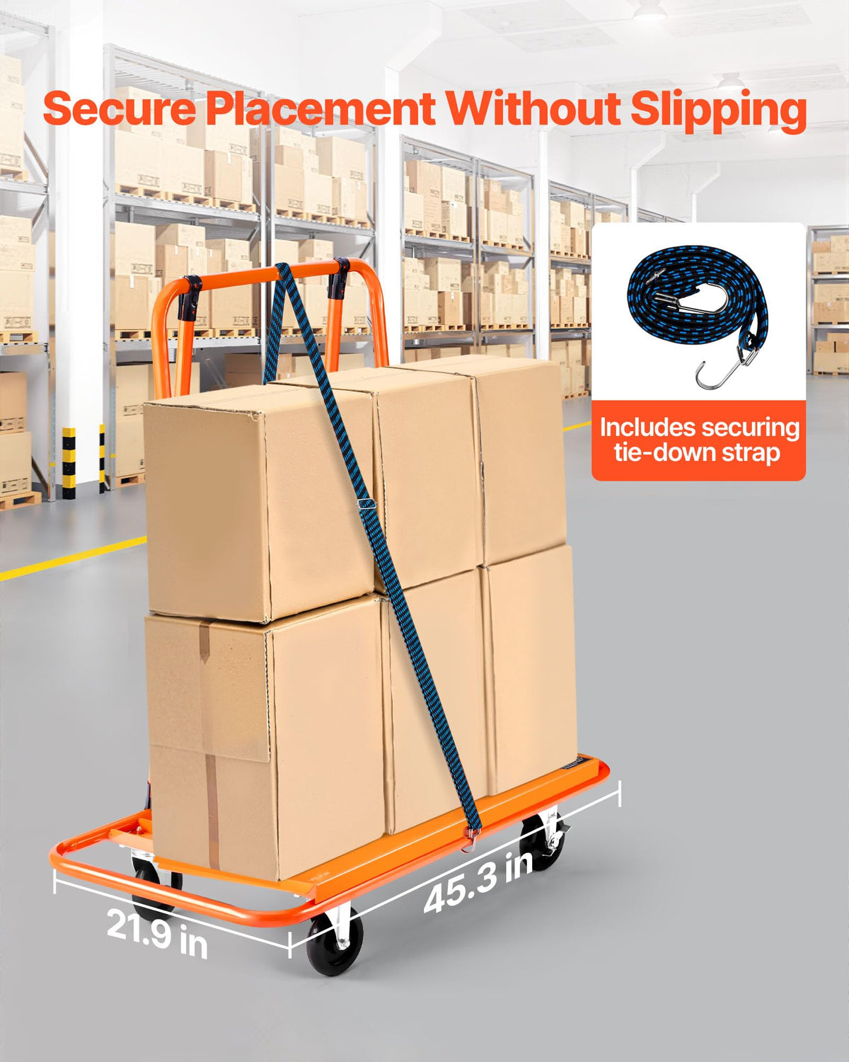 VEVOR Heavy-Duty Panel Dolly, Drywall Cart Features 45.28" x 21.8" Deck & 5" Swivel Wheels, Drywall Sheet Cart, Handling Wall Panel, Sheetrock, Lumber, Ideal for Garage, Home, Warehouse