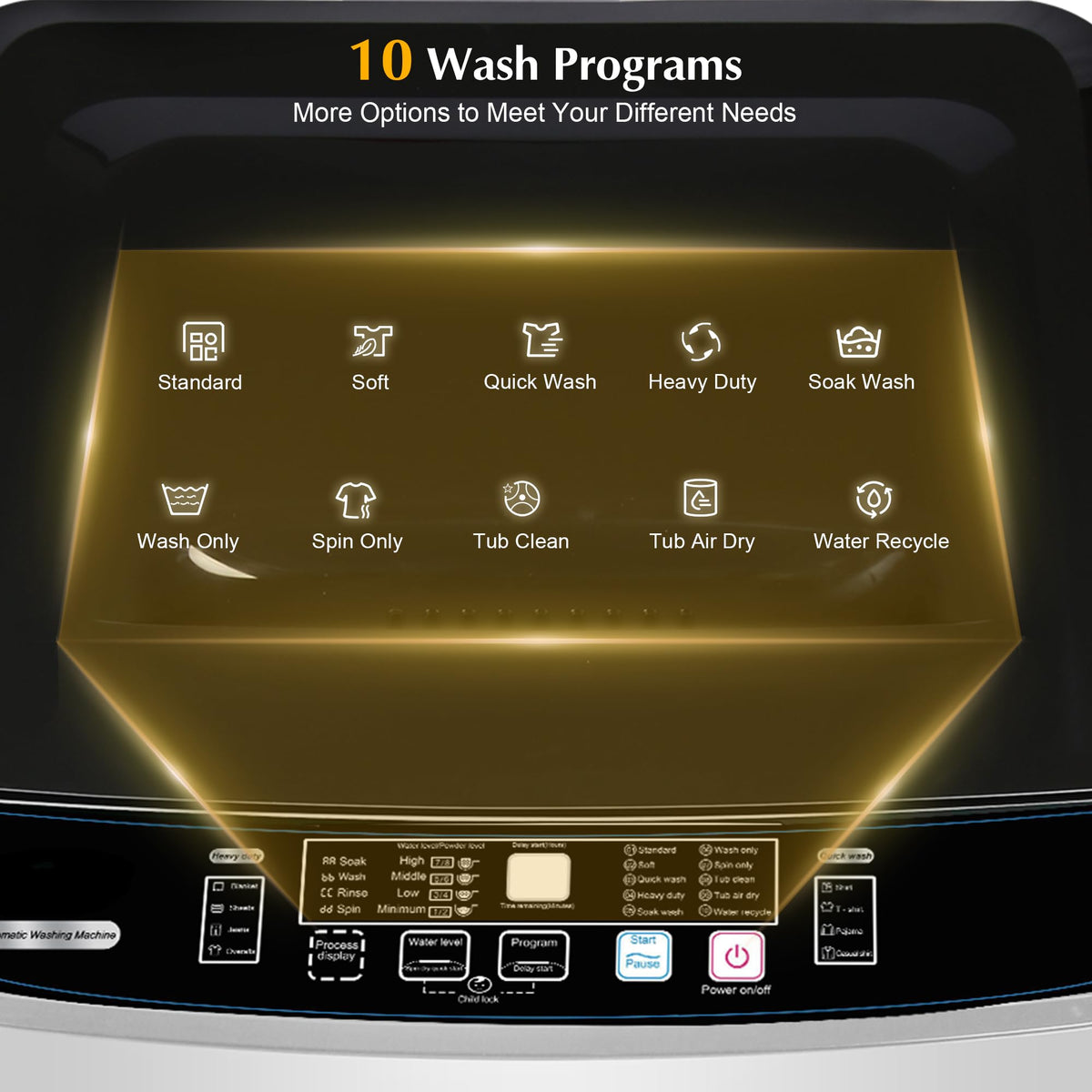 Portable Washing Machine 17.7lbs Full Automatic Portable Washer Machine for Apartment, 10 Wash Program Tub Self-cleaning Small Washing Machines for Dorm, Home, RV, Apartment, Off-White