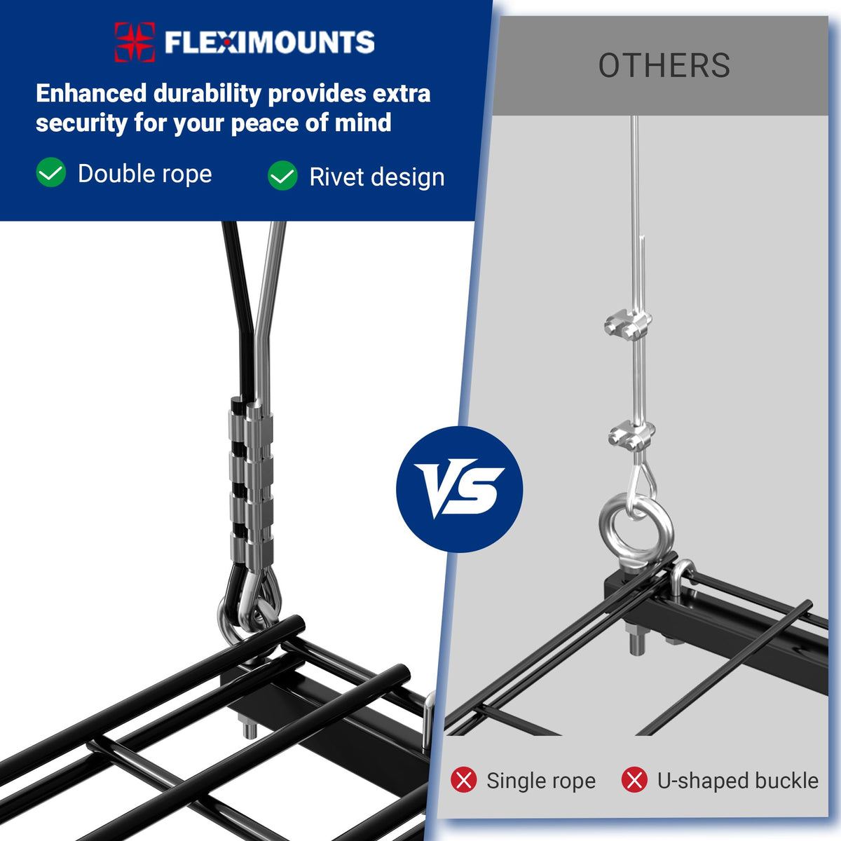 FLEXIMOUNTS GL1 Overhead Garage Lifting Storage Rack, 4x4 Ft Heavy-Duty Metal Garage Ceiling Rack, Adjustable Organization System With 71''L Axle, 350lbs Weight, Black