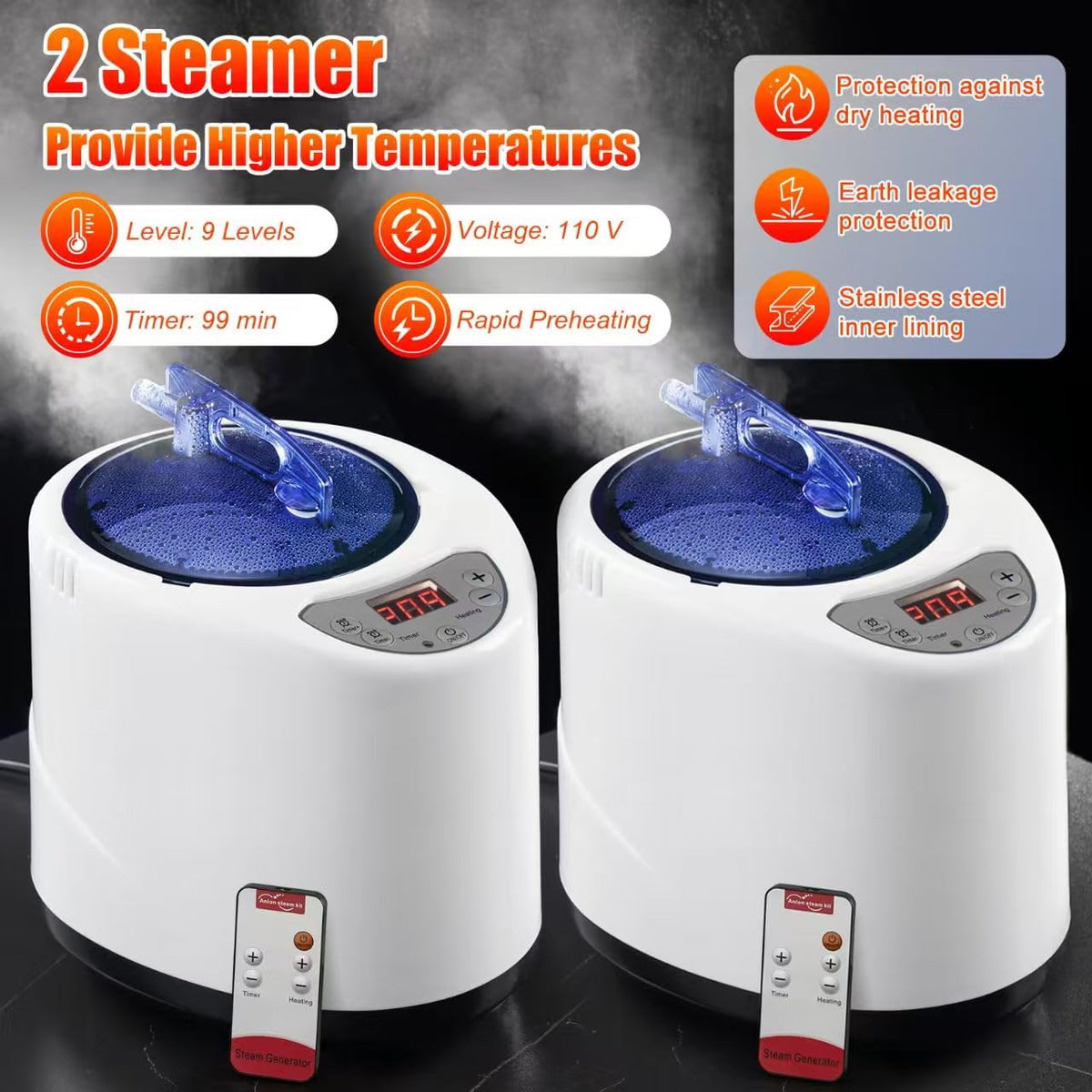 X-Vcak Upgraded 2 Person Sauna, Portable Sauna with 5 Layer Waterproof, Portable Steam Sauna Tent with 2 Steamers, 2 Folding Chair, 71”x 49”x 36"