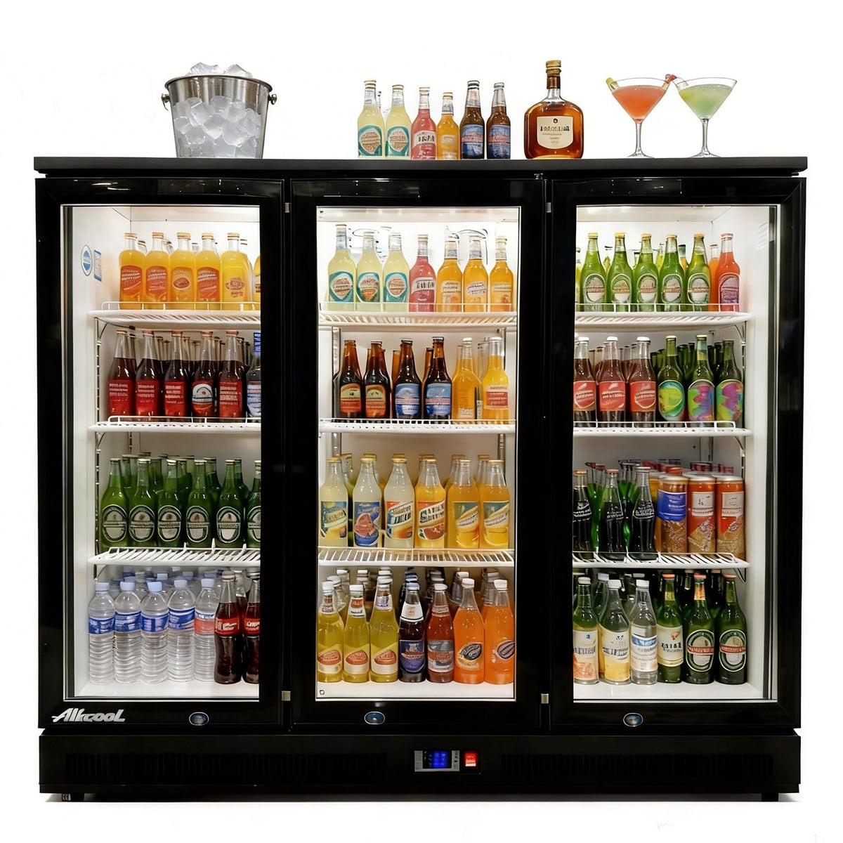 Back Bar Cooler Under Counter Beverage Refrigerator, 12.8 Cu Ft Undercounter Fridge,3 Door 5 inch Commercial Beer Built-In Cooler with LED Light Adjustable Shelves Safety Locks,ETL Approval