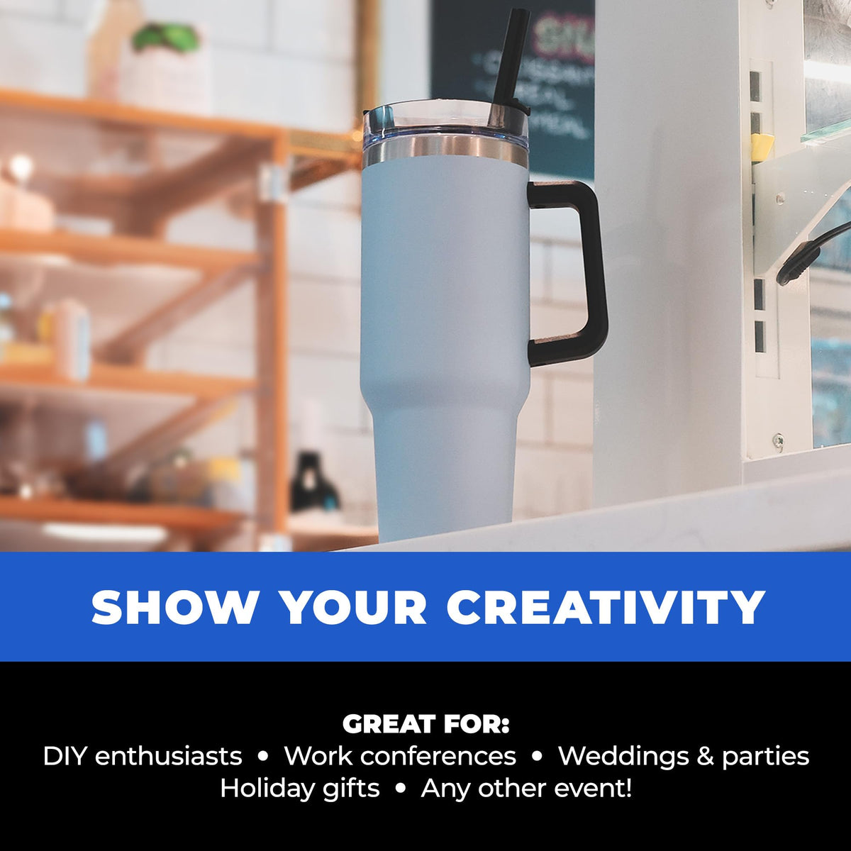 Gifts by Design 10 Ct of 40 Oz Intrepid Stainless Steel Tumbler with Lid, Straw & Handle – Purple – Customizable Insulated Cups for Water, Coffee, Hot & Iced Drinks – Great for DIY, Events, Work
