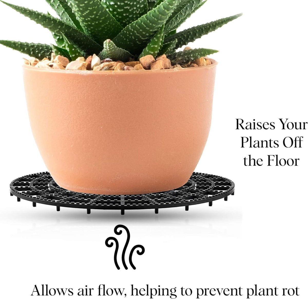 WISHDIAM Plant Riser 6PCS, Flower Plant Stands, 12 inches Patio&Deck Floor Protector, Adjustable Heavy Plant Riser, Deck Planter Plant Coaster, Plant Trivet for Indoor, Outdoor, Airflow and Drainage
