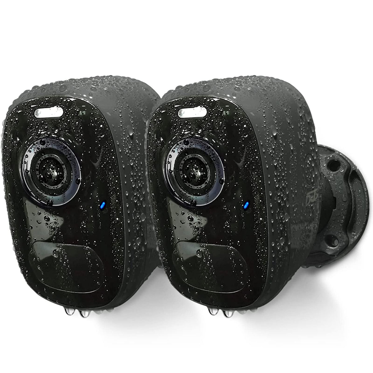 Magnetic Security Cameras Wireless Outdoor - Home Battery Powered WiFi Camera 2K Video/Color Night Vision/AI Motion Detection Siren Alarm and Spotlight 2-Way Audio Waterproof SD/Cloud (Black(2pcs))